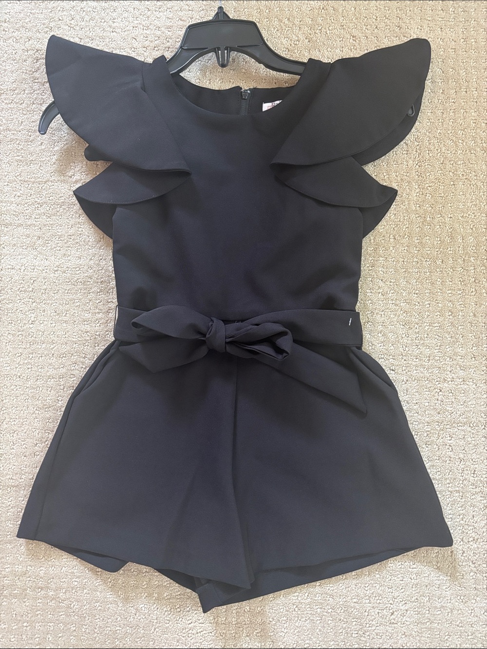 GB girls Black Ruffle Sleeve One-Piece Romper